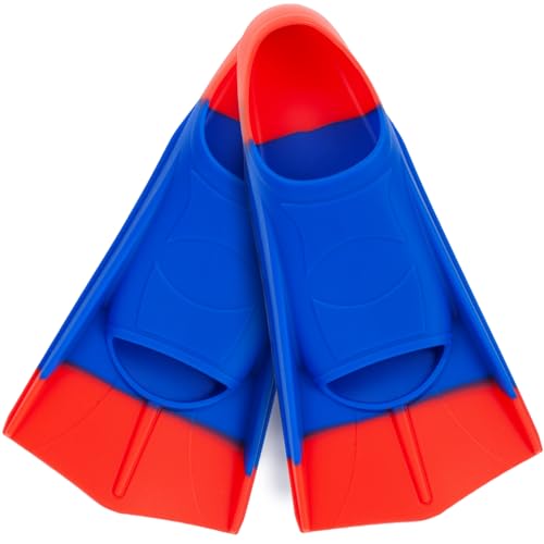 Image of Kids Swim Fins,Short Youth Lap Swimming Flippers,Soft Silicone Training Fins for Children Girls Boys Beginners