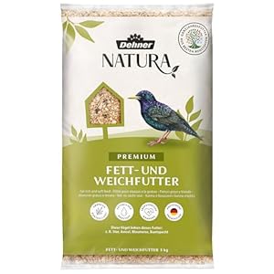Dehner Natura Premium Wildvogelfutter, Fettfutter / Weichfutter, Ganzjahresfutter artgerecht / kraftspendend , hochwertiges Vogelfutter für Wildvögel, 5 kg