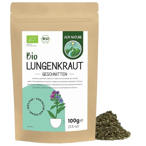 Alpi Nature Pulmonaria Orgánica Infusión 100g, Hierba de Pulmonaria Seca y Cortada para Preparar Té