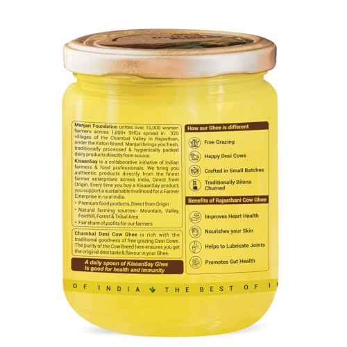 Image of KISAANSAY Chambal Desi Cow Ghee 25ML|100% Pure Desi Cow Ghee|Traditionally Bilona Churned|Promotes Gut & Heart Health|Immunity Booster|Rich In Nutrients|Vedic Method|Authentic Ghee