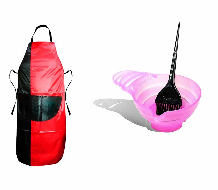 UtkarshCombo Of Hair Coloring Dye Bowl With Brush And Black Hair Cutting Sheet Hair Accessory Set