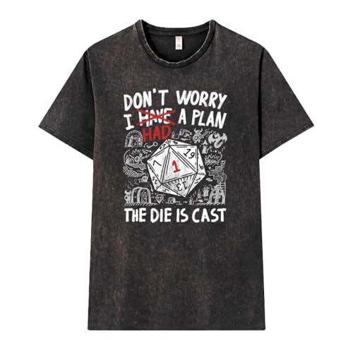 Pampling Camiseta de Manga Corta, 100% Algodón, Efecto Lavado, Ropa Unisex para Hombres y Mujeres en 5 Tallas, Camiseta Negra, Modelo The Die is Cast (M)