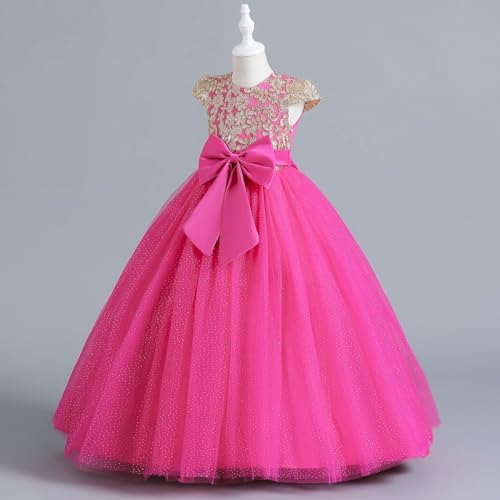 MYRISAM Girls Embroidered Lace Dress Bowknot Cap Sleeve Wedding Party Prom Princess Birthday Pageant Evening Long Tulle Gown2