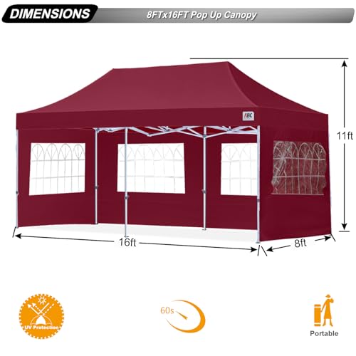 Image of ABCCANOPY Pop up Canopy Tent with Elegant Church Window 8X16,Burgundy