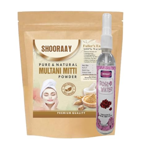 Image of Natural Multani Mitti Powder For Face Pack And Hair Pack for All Skin Type With 100ml Rose Water (Multani Mitti Powder 200gm)
