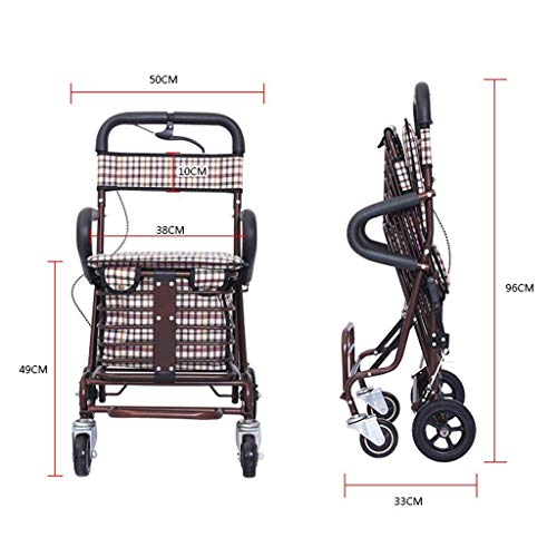 TNIU Walker, Einkaufswagen für ältere Menschen, Walker, Lässig mit Sitz, dreistufig Verstellbarer, zusammenklappbarer… – Bild 7