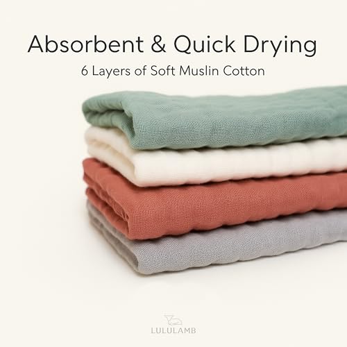 Premium 100% Muslin Cotton Burp Cloths 20" x 10", 6 Layer Large, 6 Pack, Ultra Absorbent for Baby Drool and Messes – Plush, Non-Irritating & Delicate Baby Burp Cloths for Boys & Girls (Snow)4