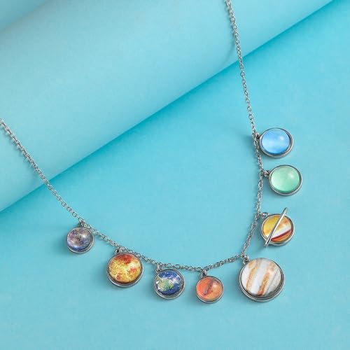 Planet Choker Necklace for Women Universe Galaxy Solar System Space Jewelry Eight Planets Guardian Star Saturn Gifts2