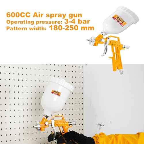 Image of INGCO 5 Pcs Tools Set - Includes 4m Recoil Hose, Air Washing Gun, Spray Gun, Tire Inflating Gun, Nitto Type Connector - Suitable for Beauty and Maintenance of Various Cars or Handicrafts