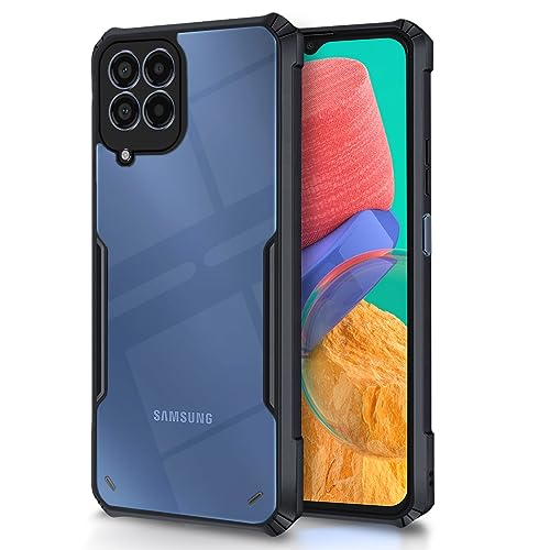 Image of Pikkme Samsung Galaxy M33 5G Back Cover | Crystal Clear Transparent Back | Ultra Hybrid | Full Camera Protection | Raised Edge | Bumper Back Case for Samsung Galaxy M33 5G (Black)