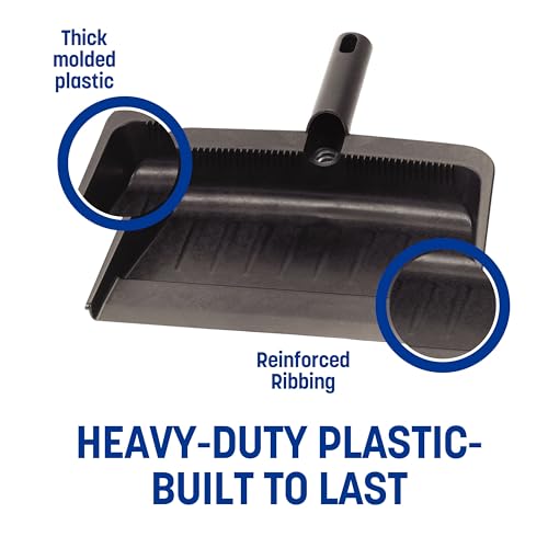 carlisle foodservice products 8 inch heavy-duty dust pan durable plastic black  for commercial and home use