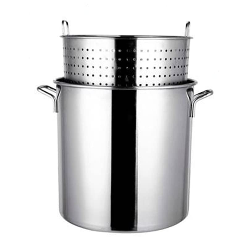 27Qt 45Qt 63Qt Olla de acero inoxidable Comercial Heavy Duty Turkey Deep Fryer Crawfish Clam Steamer con colador Cesta para sopa, caldo y caldo, Cazuela de chile, 35cm 13.8inch