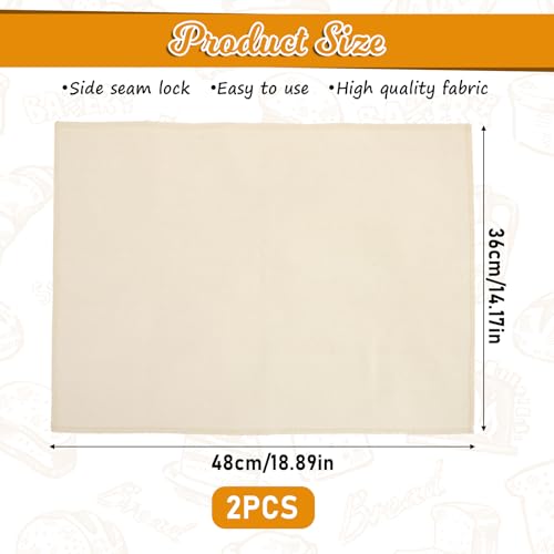 simarro Proofing Cloth for Bread Baking, 2Pcs Linen Cloth for Baking Sourdough Bread Towels Reusable Cheese Cloth for Dough, Baguettes, Loaves, Pastry, Homemade Bread(19×14 Inches) - Thumbnail 2