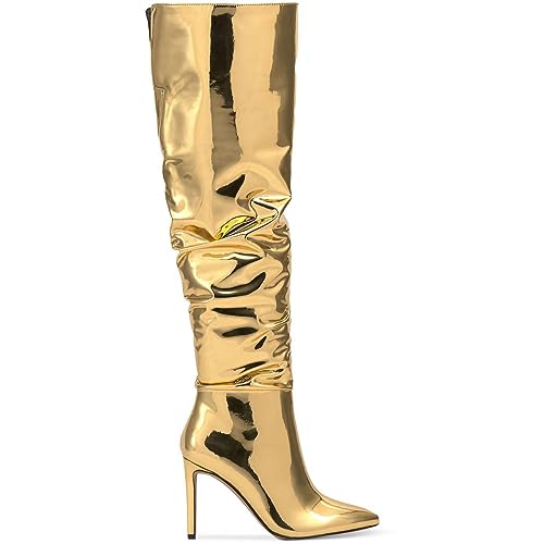 INC Womens Iyonna Patent Slouchy Over-The-Knee Boots Gold 6.5 Medium (B,M)2