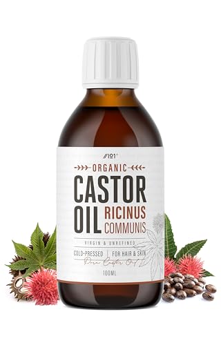 Organic Castor Oil 100ml – 100% Unrefind & Cold Pressed – Hexane Free – for Skin & Hair – Sustainably Sourced – By Alpha01
