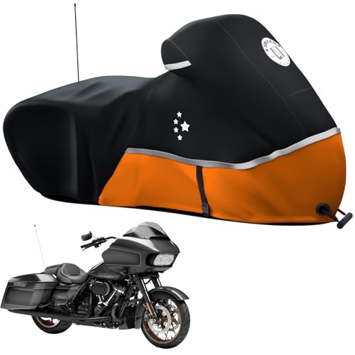 LI LIBZAKI Motorcycle Cover Storage for Touring Models Harley Davidson Road King Road Glide Street Glide Electra Glide Heritage Classic Low Rider-ST and Most Motorcycles Orange