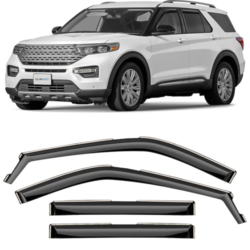 Clim Art Incasso Deflettori Antiturbo Compatibile Con Ford Explorer 2019-2024 - Accessori Auto - Deflettori Finestrini - Deflettore Aria Auto - Protezione Meteo - Facilità Di Installazione -4Pz-image