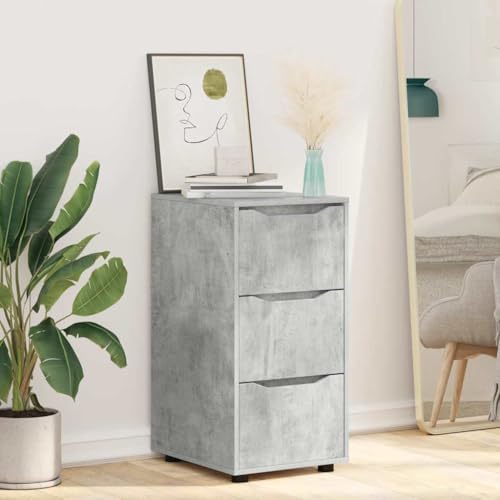 Armoire de rangement gris béton 40cm avec 3 compartiments et tiroir chic