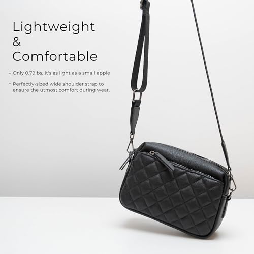 Image of Alldaily Small Triple Zip Crossbody Purse for Women, Vegan Leather Phone Bag with Wide Shoulder Strap