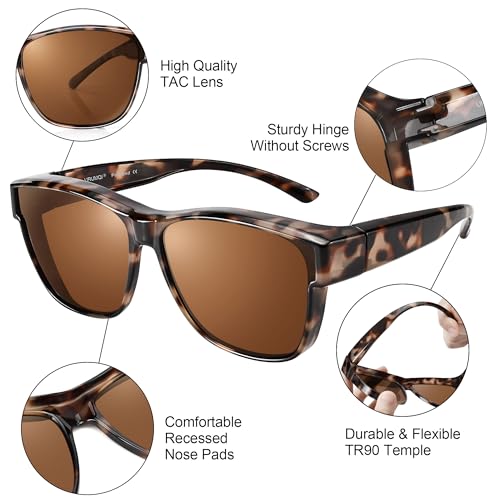 Image of URUMQI Polarized Sunglasses Fit Over Glasses for Men Women, Oversized Square Sun Glasses UV400 Protection