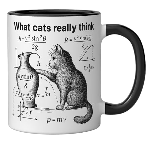 Taza de cerámica con diseño humor gatuno y física miniatura 2