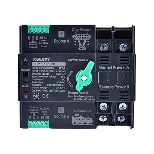 125A 自動転送スイッチ 2P/デザインおよび難燃性ハウジング付き 無停電電源装置用に使いやすい 高電流容量転送スイッチ