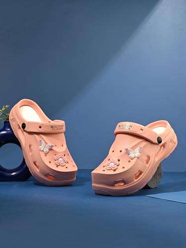 Image of DOCTOR FEEL SOFT Women Clogs Sandals with Back Strap | Lightweight EVA Cartoon Charm Slip-On Shoes for Womens & Girls | Anti-Slip Comfortable Everyday Wear