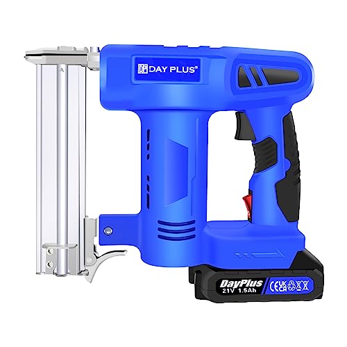 2 in 1 Cordless Stapler Nail Gun Lightweight Brad Nailer Tacker 21V Power Tool DIY with 1.5Ah Battery and Charger, 500 Nails & 500 Staples for Woodworking, Upholstery and Carpentry