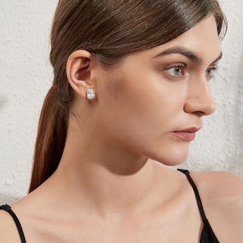 Boucles d'oreilles or blanc 18k et diamant simulé d'exception - 3