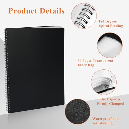AUAUY Music Sheet Folder, A4 60pages Storage Documents Holder Bag with 1 Pack of Sticky Notes, Waterproof Loose Leaf Transparent, Blank Plastic Concert Choral Music File Folder for Musicians and Band - Image 3