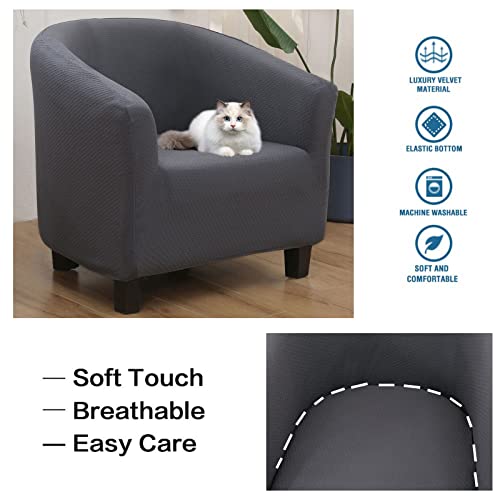 Niluoh Waterproof Club Chair Slipcover Jacquard Tub Chair Cover Stretch Armchair Covers Sofa Cover Furniture Protector For Living Room (Silver Gray) #TOP4