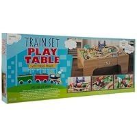 Hobby Lobby Train Set Play Table with Storage Drawer, 80 Pieces, Wooden Activity Table, 42W x 24.69D x 15.63H inches
