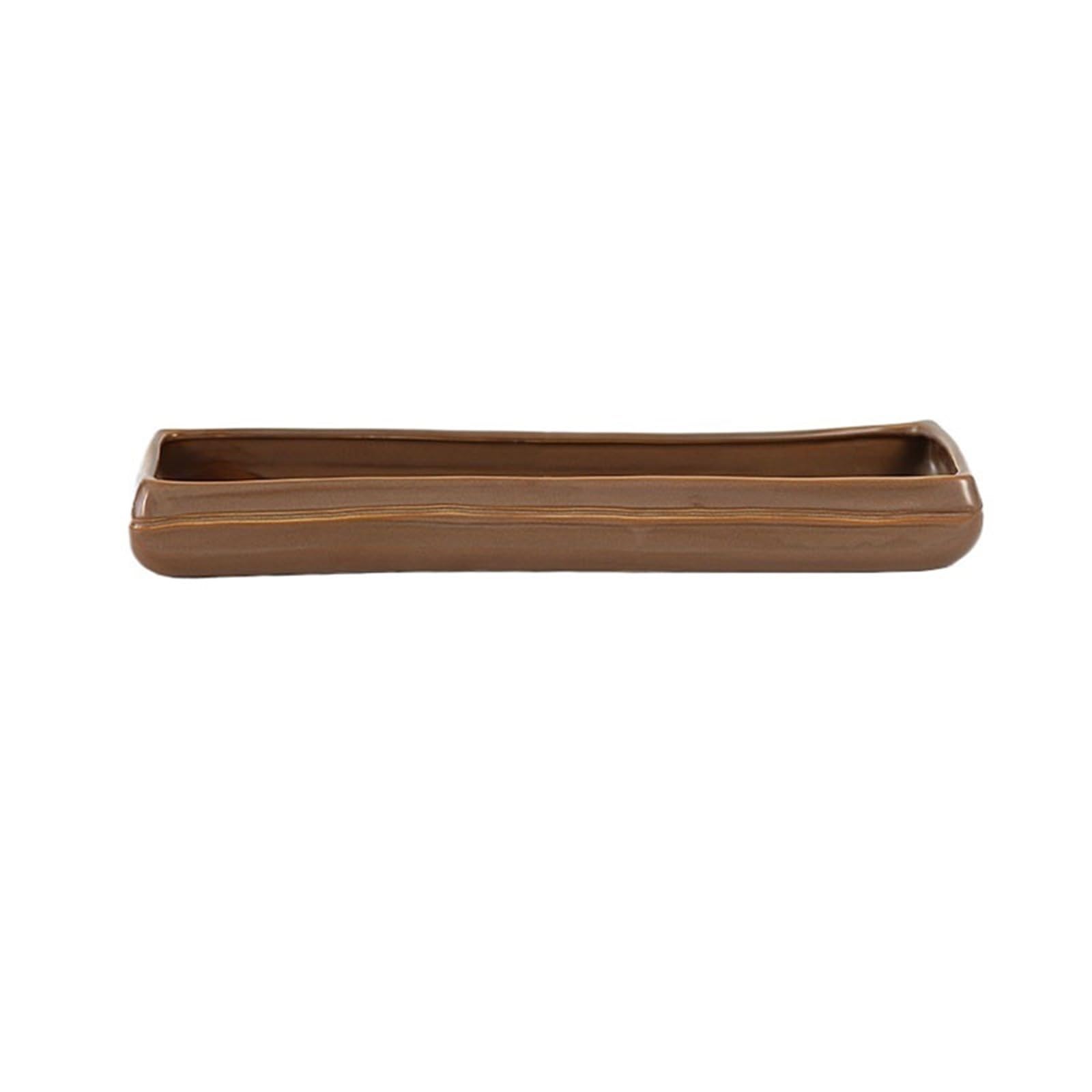 Prettiee plant dish saucer Irregular Rectangular Ceramic Drip Tray Retro Floral Art Decoration Saucer (Bruin)