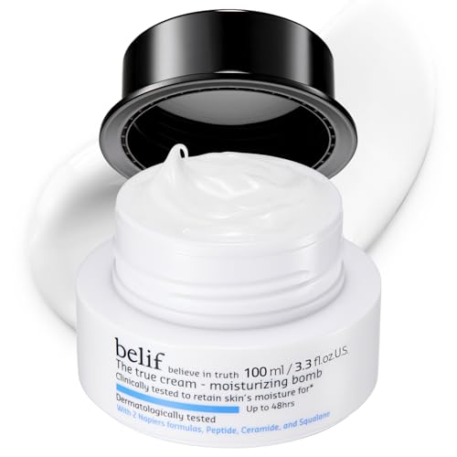 belif Moisturizing Bomb – Daily Ceramide Moisturizer with Peptide & Squalane, 48hr Hydration & Anti-Aging Cream, Milky & Lightweight, Restores Skin Barrier, Korean Skincare, 3.3 fl oz (100ml)