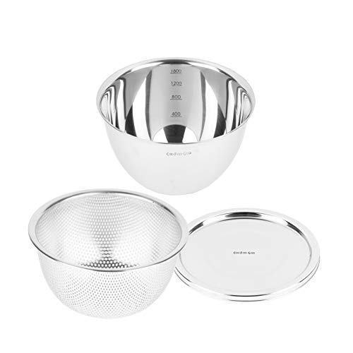 パール金属 ステンレス ザル18cm ボール18cm ボールカバー18cm 3点セット CooFooGoo AZ-5534 シルバー