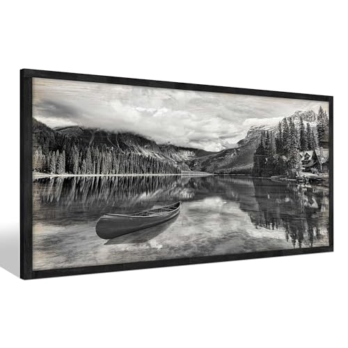 Lake Mountain Framed Wall Art Black and White