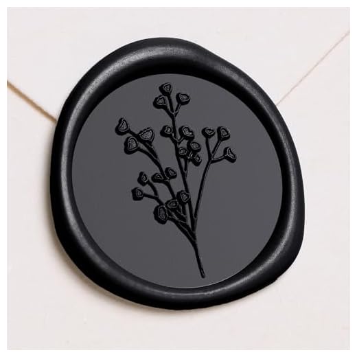 UNIQOOO Wax Seal Stickers - Baby‘s Breath Wedding Invitation Envelope Seal Stickers, Botanical 50 Pcs Self- Adhesive Antique Gold Stickers, Perfect for Invitation, Gift Wrapping, Crafts (Black)