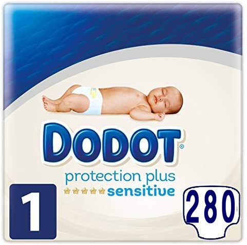 280 pañales DODOT Sensitive talla 1 protection plus (2-5 kgs)