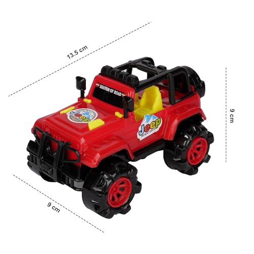 Image of Asian Rock Jeep Car Toy for Kids - Off-Road Vehicle with Large Durable Wheels, Shockproof Body, Push & Go Action Toy for Boys & Girls - Red & Yellow