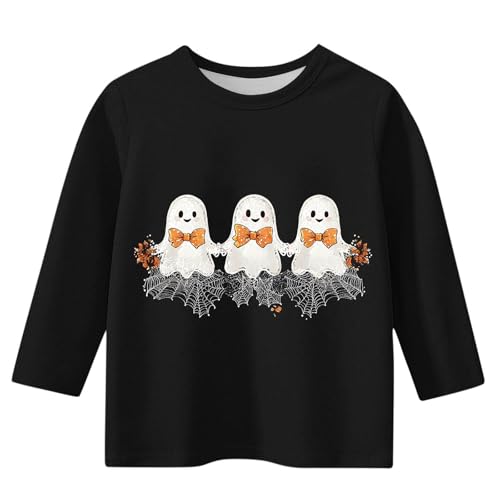 Girls 3/4 Sleeve Tops Halloween Ghost Printed T-Shirts Funny Graphic Tees Shirts Holiday Tshirts 3-12 Years3