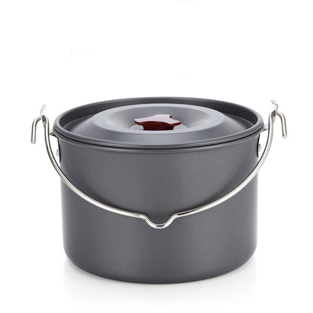 Jorzer Pentole da campeggio Pentola da campeggio con coperchio da appendere 4l rotonda portatile leggera antiruggine pentole attrezzature da cucina per self-driving Tour BBQ Picnic