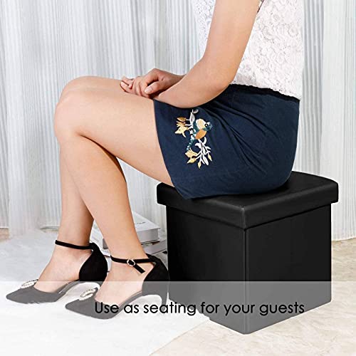 Pouf pliant en cuir PU marron et siège confortable chic