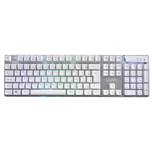 OEX Tc205 Teclado Prismatic USB Com LED, Branco