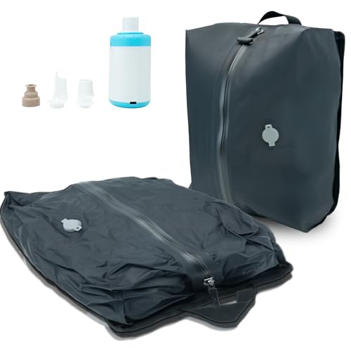 Travel Vacuum Bags with Pump,Reusable Space Saver Bags with IP67 Waterproof Zipper 17L Packing Cubes for Suitcase, Compression Bag Backpack,Luggage,Yoga,Swim,Beach(1PACK,Black)