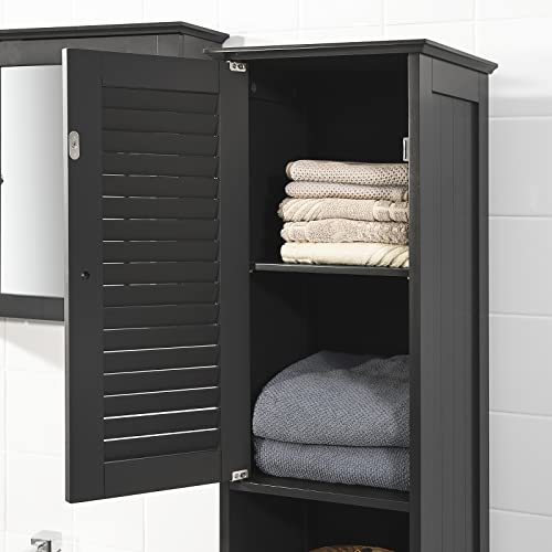 SoBuy Gray Tall Corner Bathroom Cabinet with Drawer and Adjustable Shelves