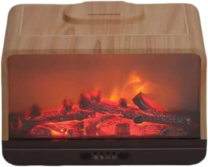 Aroma Diffuser 300ML Wood Texture Fireplace Aromatherapy Essential Oil Diffuser Humidifier Home Fragrance Air Mist for Office, Home, Bedroom, Living Room (Wood Texture)