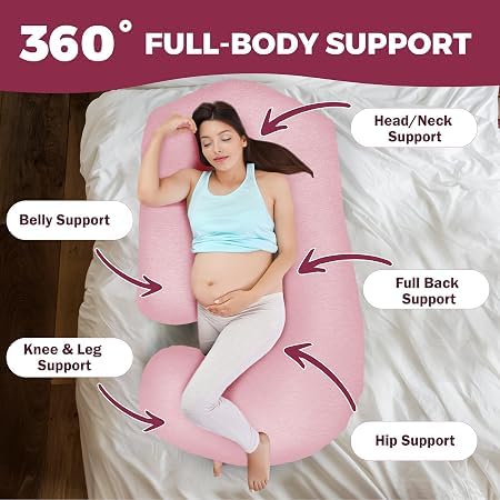 Image of Mom,s Choice Full Body Pregnancy Pillows, Maternity Pillow for Sleeping Support for Legs, Back, Neck, Shoulder, Hips, Belly for Pregnant Woman, 57 inch Prenancy Pillow