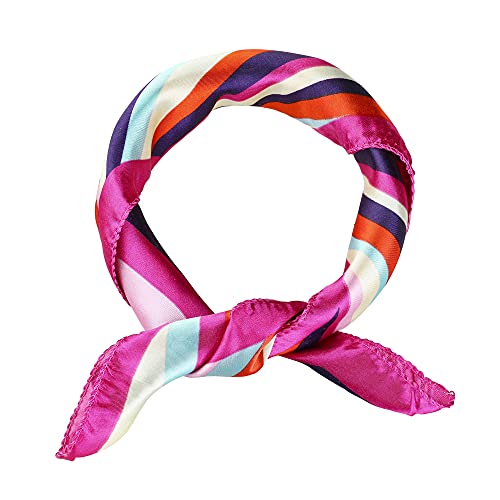 Allegra K Flower Print Stripe Square Neck Scarves Geometry Scarf Kerchief Neckerchief for Women