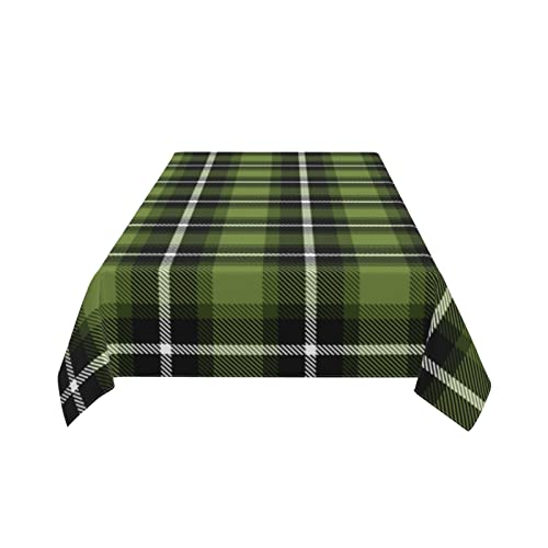 St. Patrick's Day Plaid Green Tablecloth, Washable Polyester Table Cover For Dining Room Kitchen Party Winter Saint Patrick's Decoration 60"X108" Oblong #TOP2