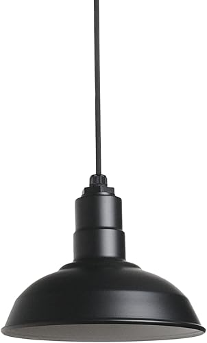 Steel Lighting Co. El Segundo - Lámpara de granero  Colgante montado en el techo  Cúpula de 12 pulgadas  Cable negro  Luz de granja de acero